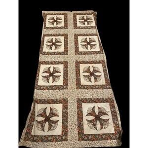 Fabric Panels Quilt Square Brown White Floral Cottagecore Pillow Huge Piece VTG